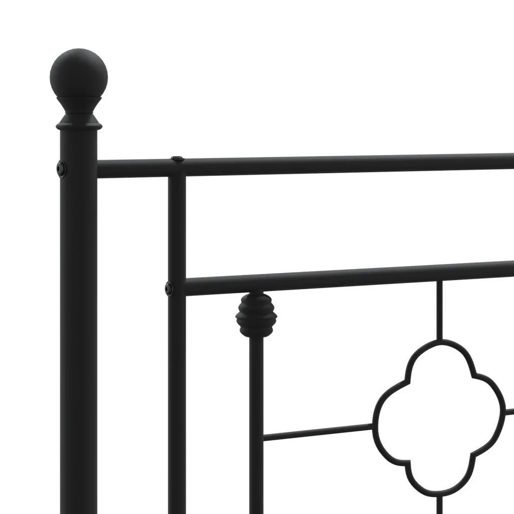 Letto matrimoniale | Letto per adulti | Giroletto con Testiera e Pediera Metallo Nero 120x190 cm