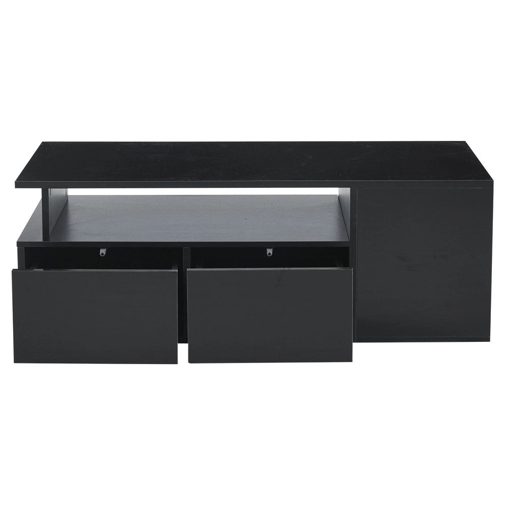 Tavolino da Caff¨¨ con LED e 2 Cassetti ¨C MINIMAL ¨C Nero, 100x50x35