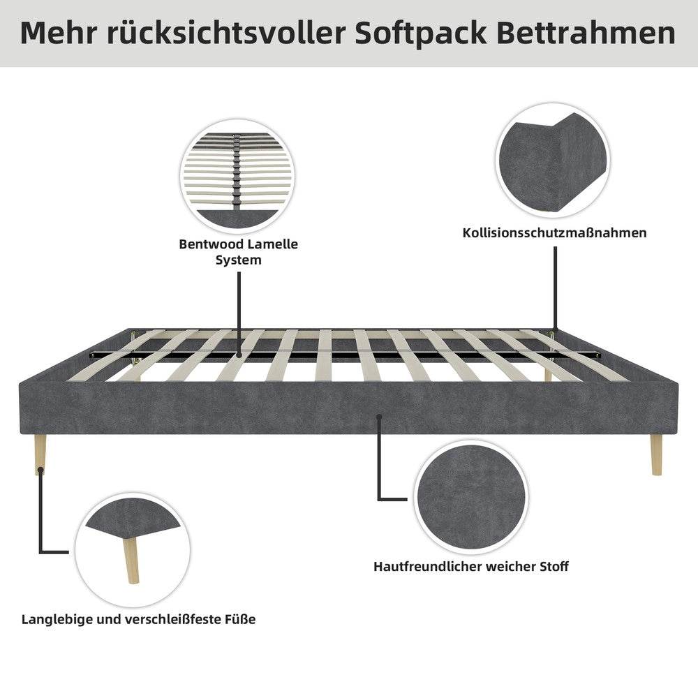Letto Contenitore 140x200 ¨C Xylo ¨C Grigio, Velluto