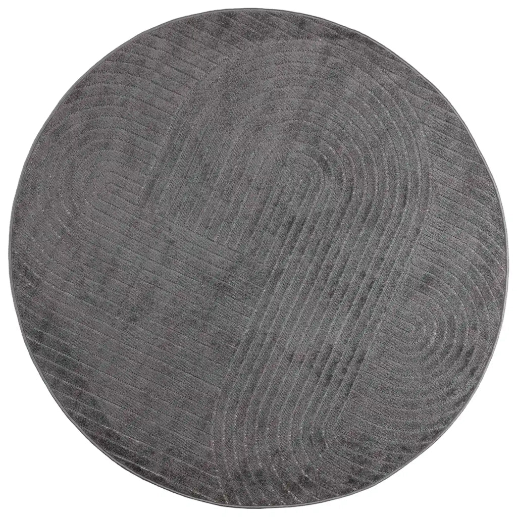 Tappeti per area Rotondo PALMERAS Antracite Ø 200 CM Poliestere 42022621