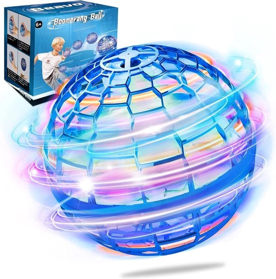 Drone Volante con Controller Magico - Boomerang Giocattolo Rotante 360° - Illuminazione LED - Ricarica USB - per Interno e Esterno