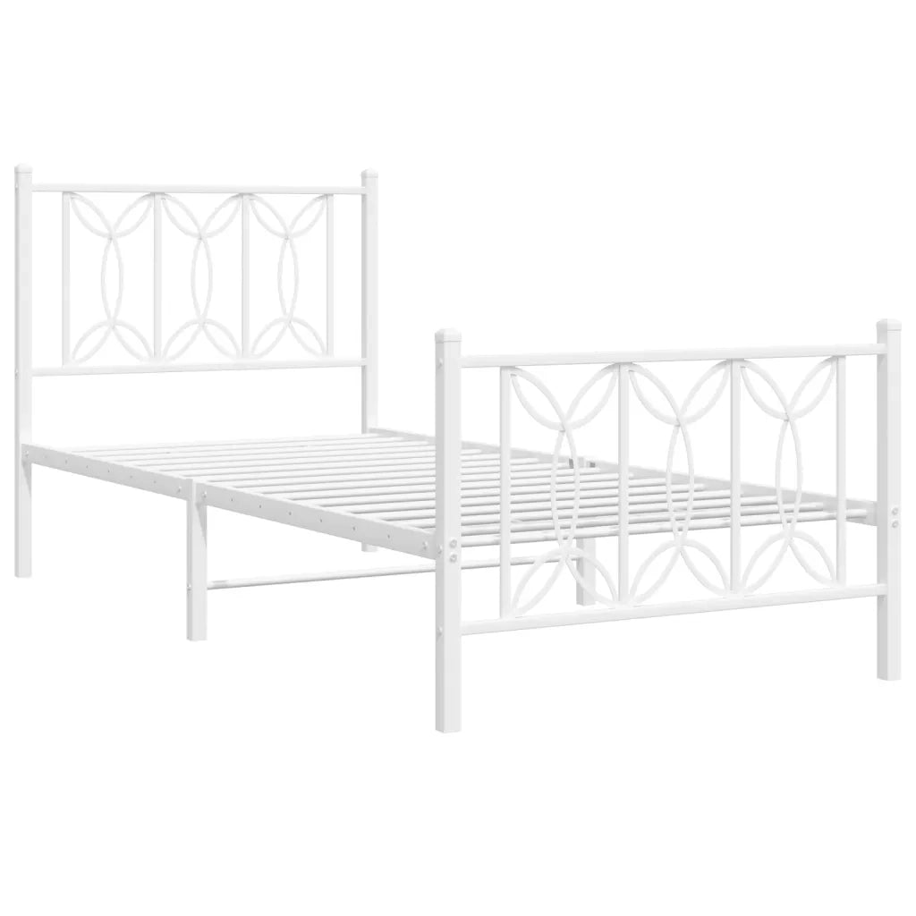 Giroletto con Testiera e Pediera Metallo Bianco 80x200 cm 376186