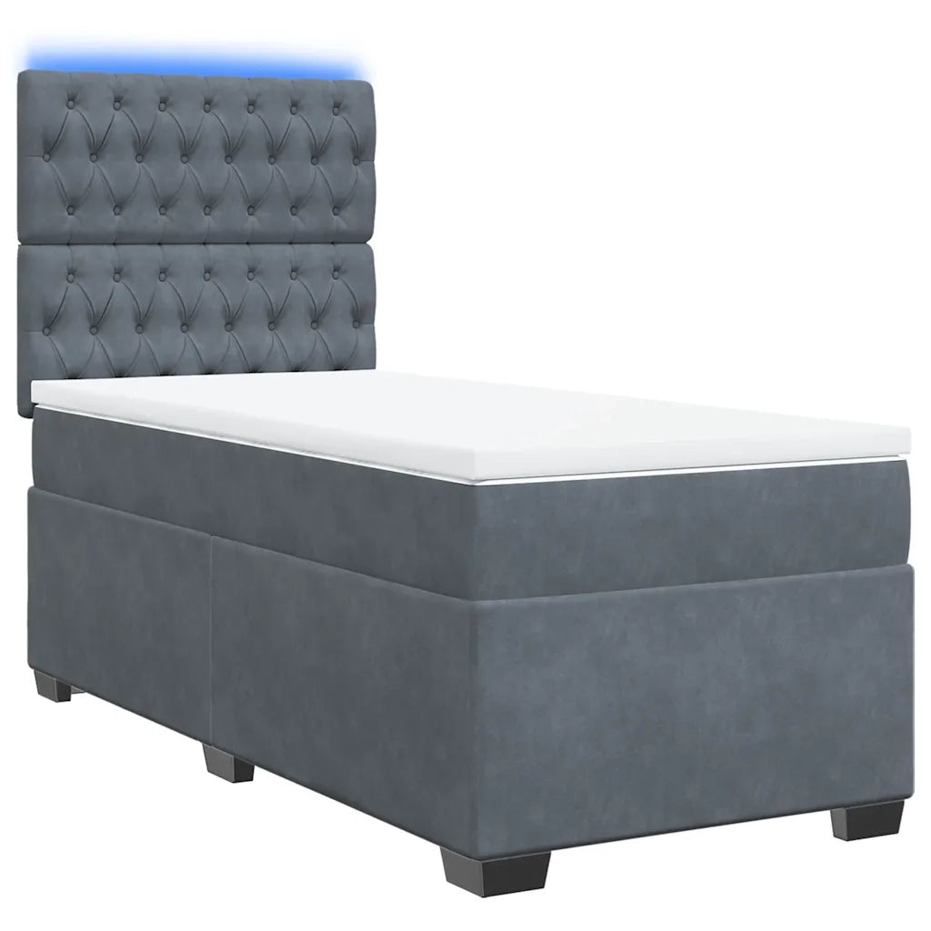 Giroletto a Molle con Materasso Grigio Scuro 90x190 cm Velluto 3293093