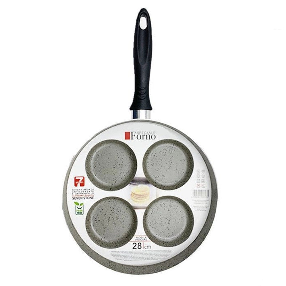 Trade Shop - Padella Per Pancake Con  4 Scomparti Tondi Antiaderente Antigraffio Da 28 Cm 037135m -