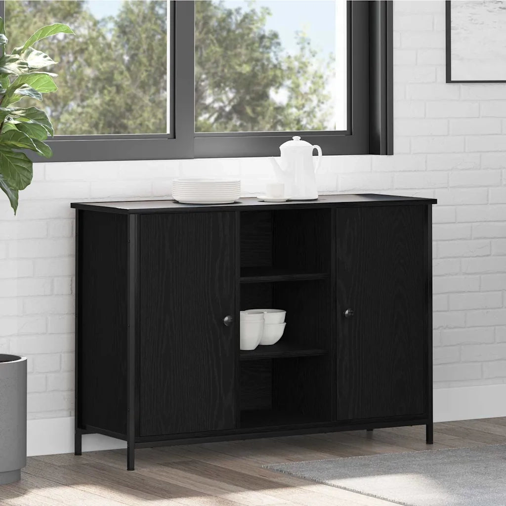 Credenza | Madia | Buffet da pranzo | Armadio da pranzo Rovere Nero 100 x 35 x 70 cm