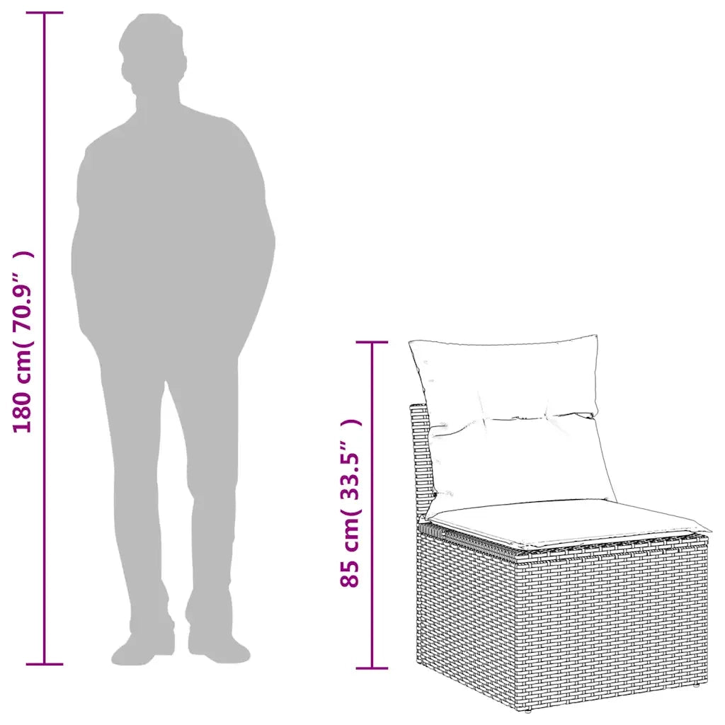 Set Divano da Giardino 8pz con Cuscini Grigio Chiaro Polyrattan 3221761