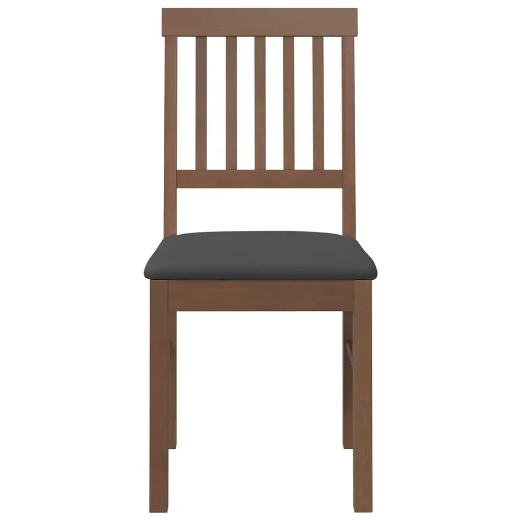 Sedie da Pranzo con Cuscini 2pz Marrone Legno Massello di Hevea 4102426