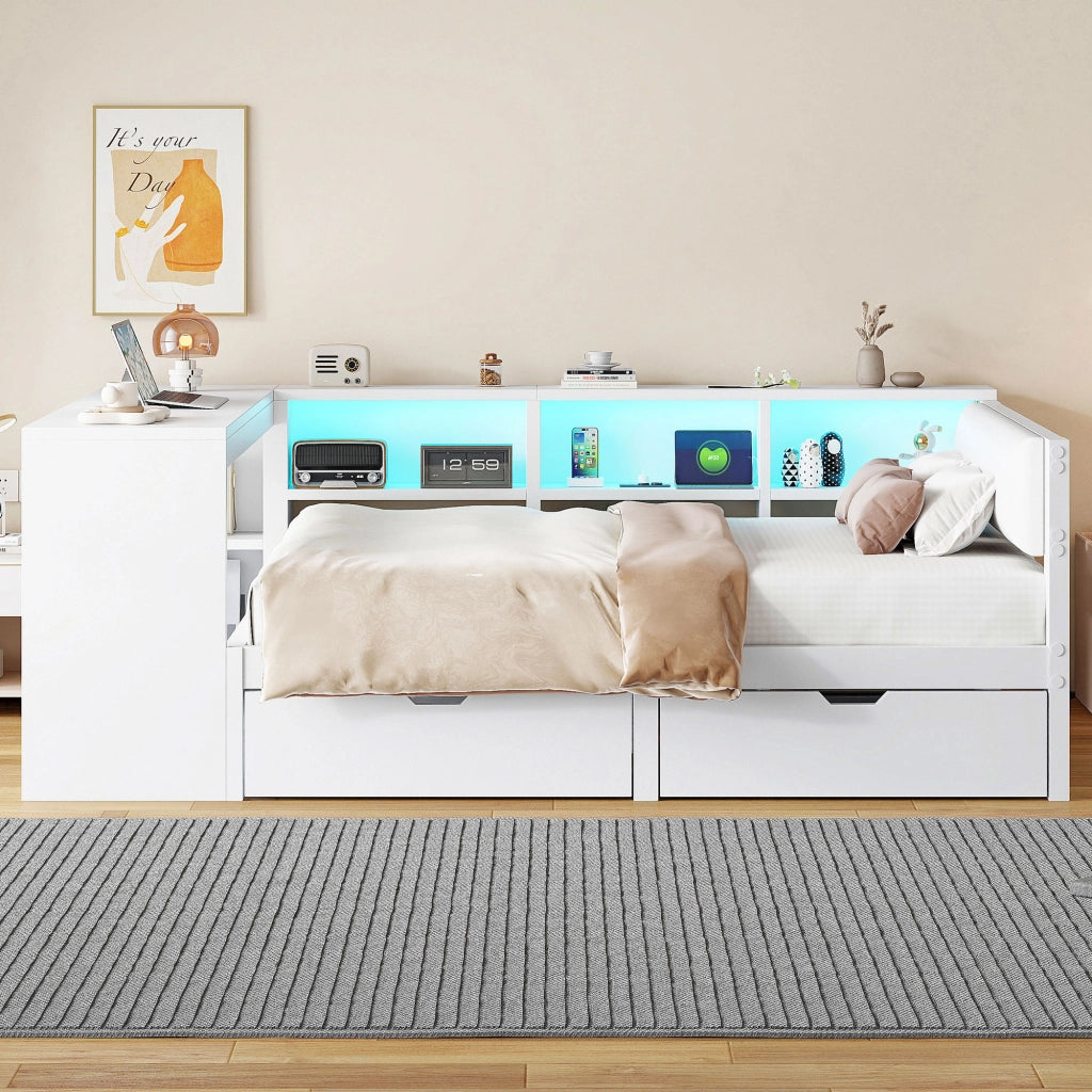 letto piattaforma in mdf e compensato bianco 140 x 200 cm