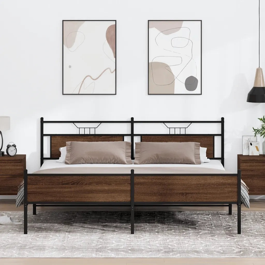 Giroletto senza Materaso in Metallo Rovere Marrone 200x200 cm 3325139