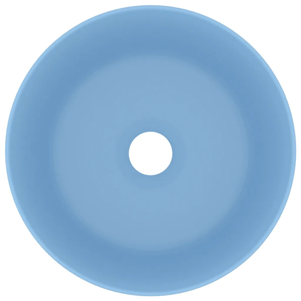 Lavandino Lusso Rotondo Azzurro Opaco 40x15 cm in Ceramica 147011