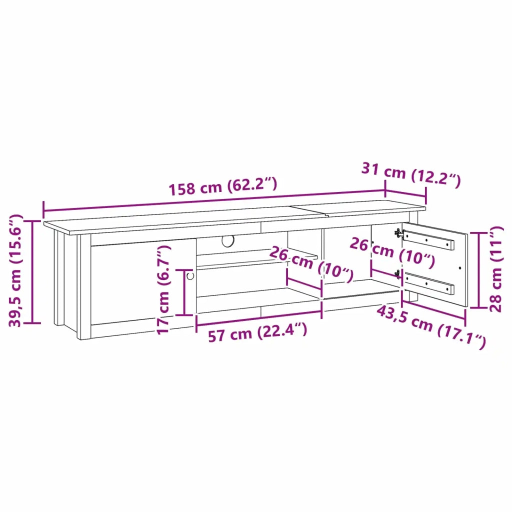 Supporto per TV | Armadietto TV | Mobile Porta TV HILL Marrone miele 158 x 40 x 39,5 cm
