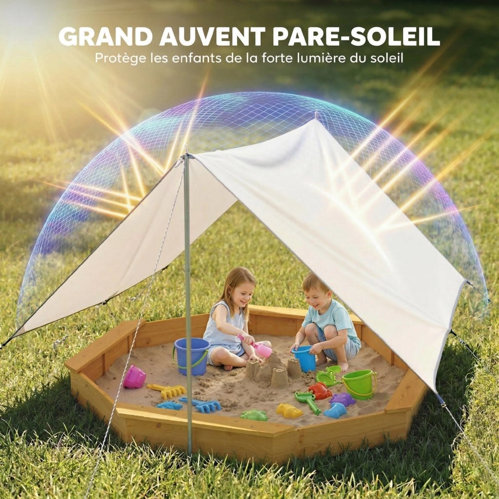 Sabbiera legno con tettoia e 4 panchine ¨C Xylo ¨C giallo con copertura fondo