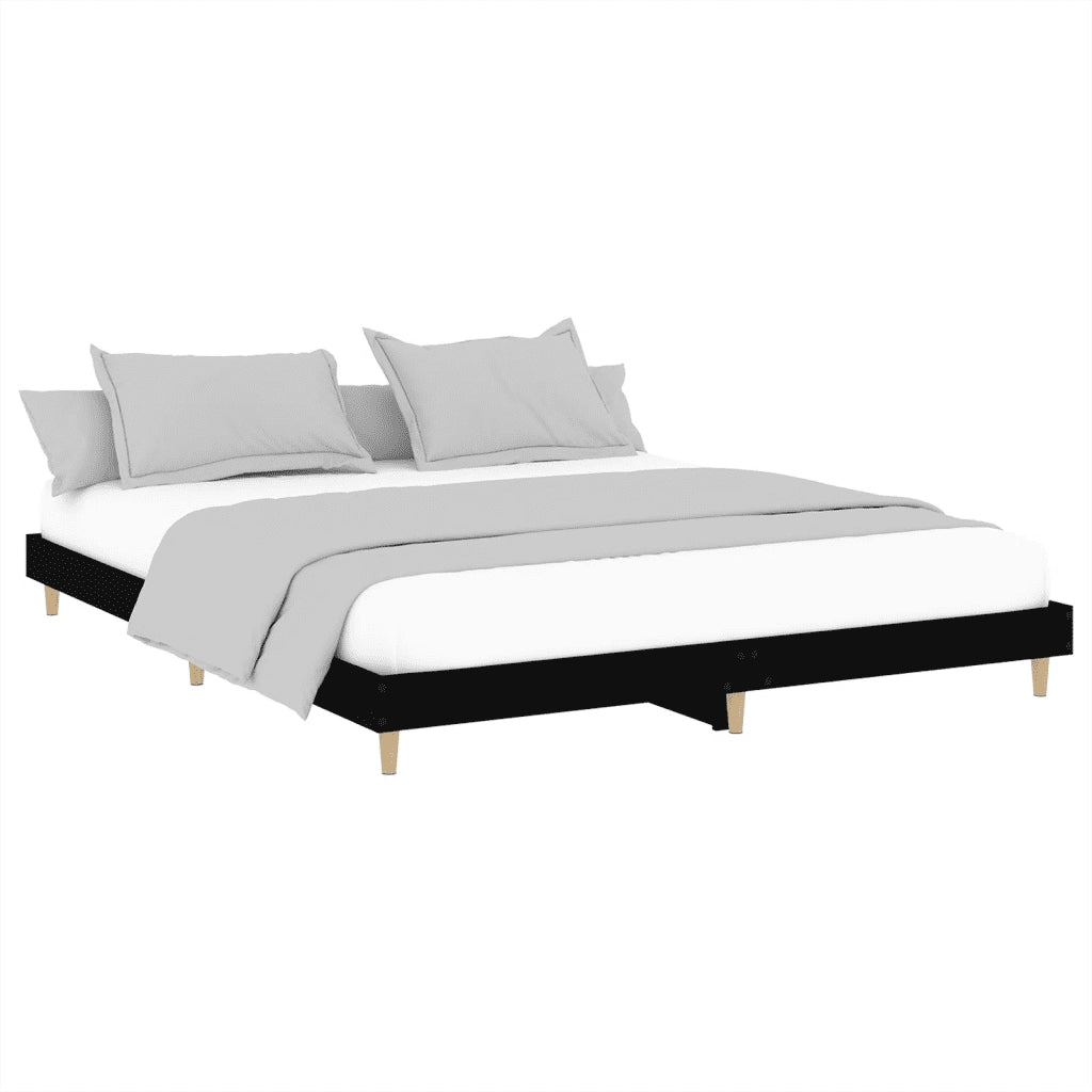 Letto matrimoniale | Letto per adulti | Giroletto Nero 200x200 cm in Legno Multistrato