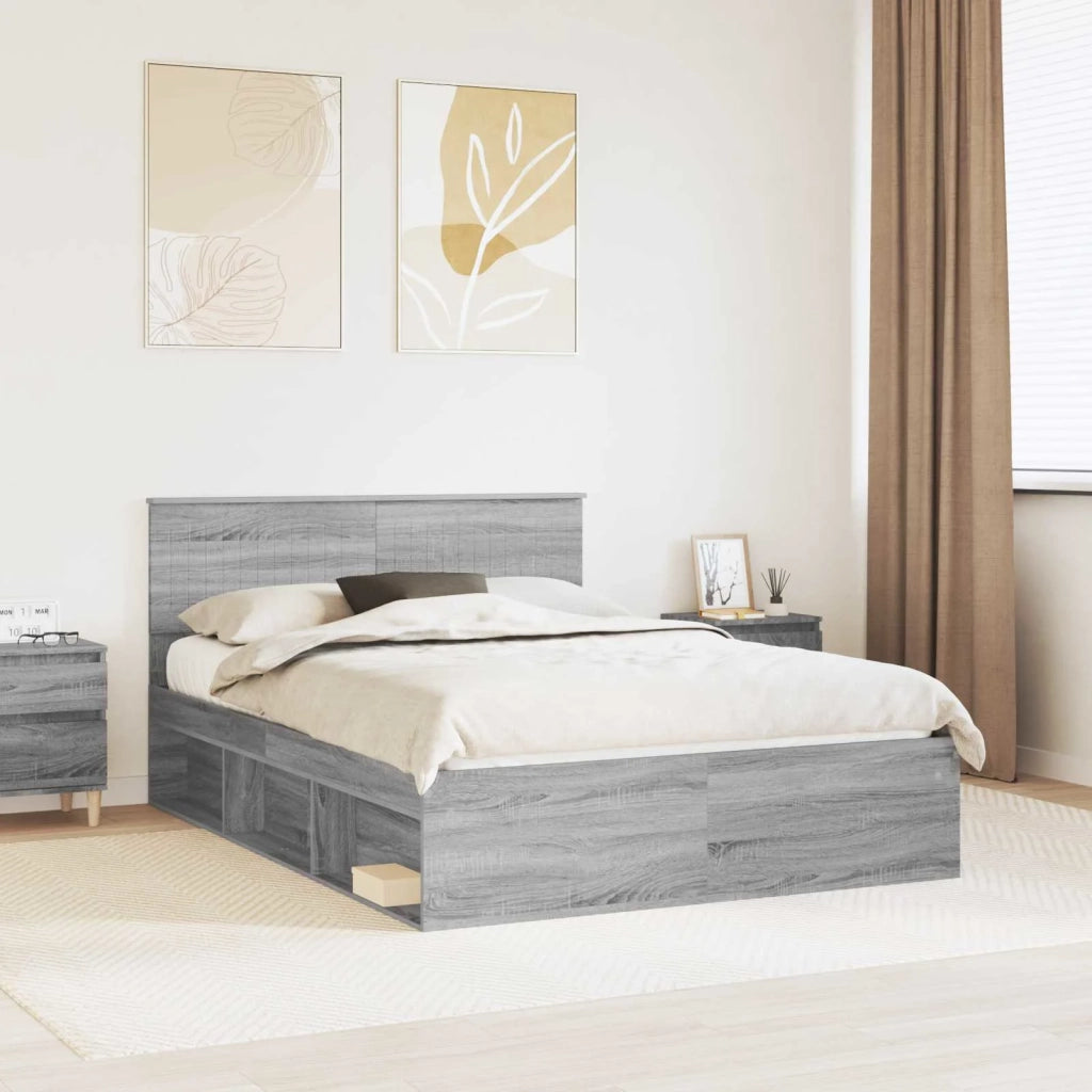 Struttura del letto Grigio Sonoma 135 x 190 cm Pino massello