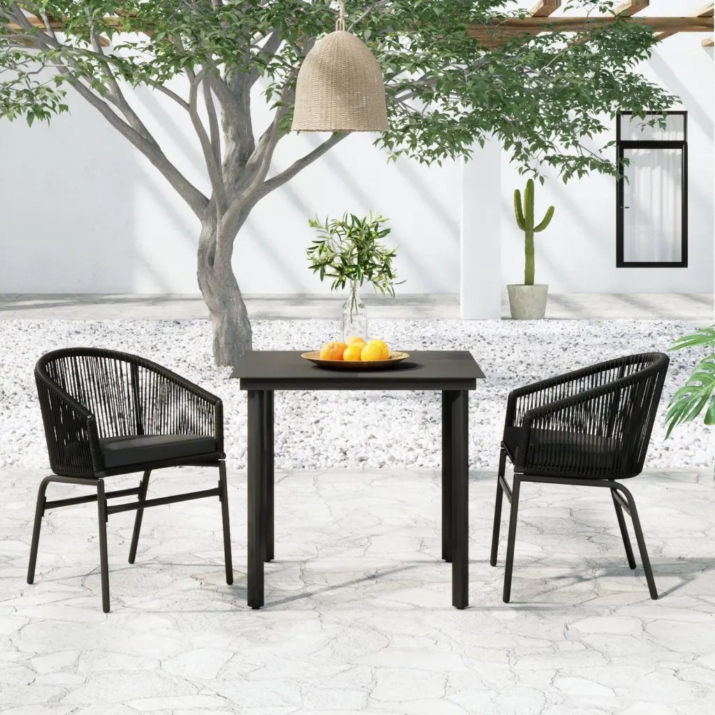 Set Mobili da Pranzo per Giardino 3 pz Nero 3099221