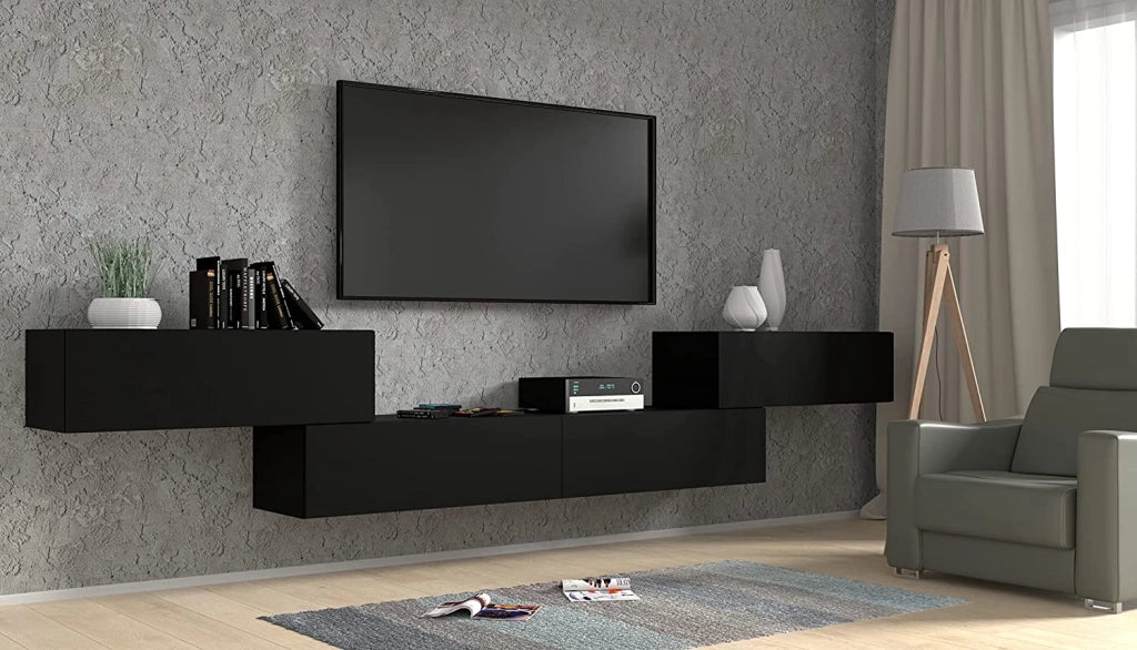 MOBILE TV PORTA TV STAND TV SOGGIORNO BINGO 100x40x30cm NERO OPACO