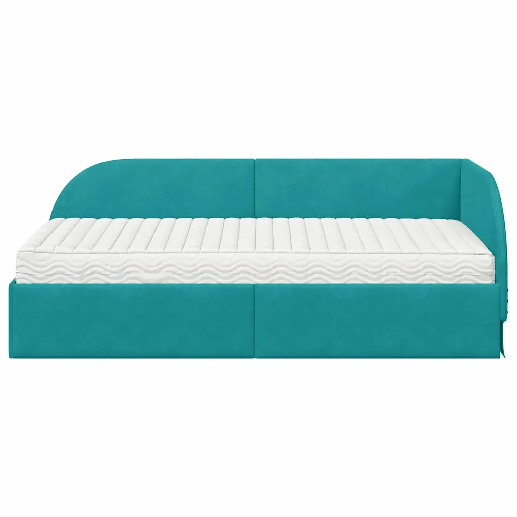 Struttura Letto Angolare con Materasso 2 pcs Turchese Velluto 3394212