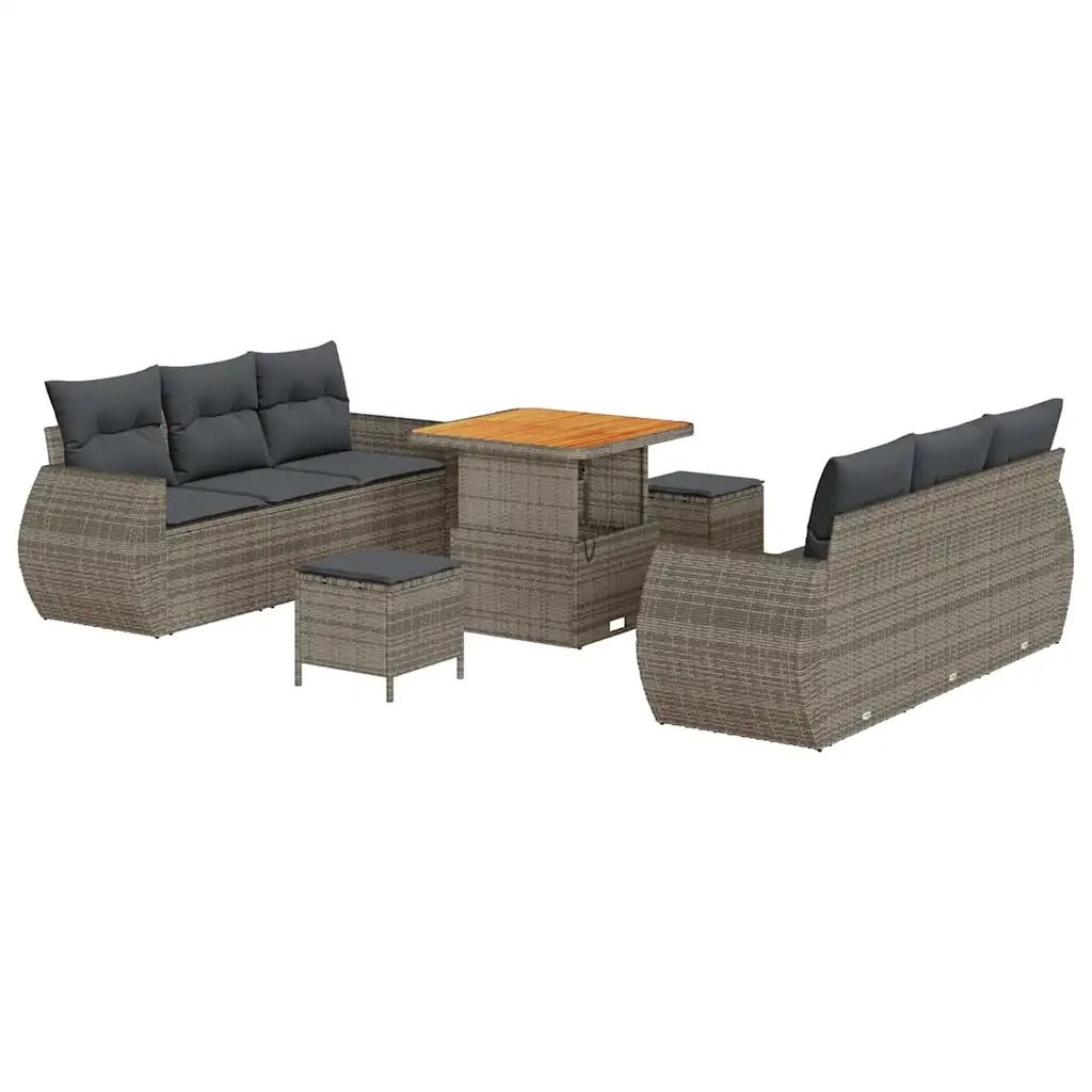 Set Divano da Giardino con cuscino 9 pcs Grigio polyrattan 3361828