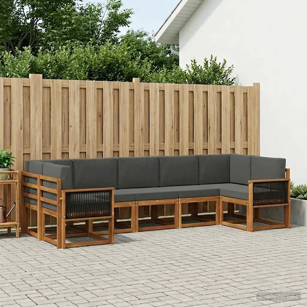 Set di divani da esterno con cuscino 7 pcs Naturale e Antracite 3385513
