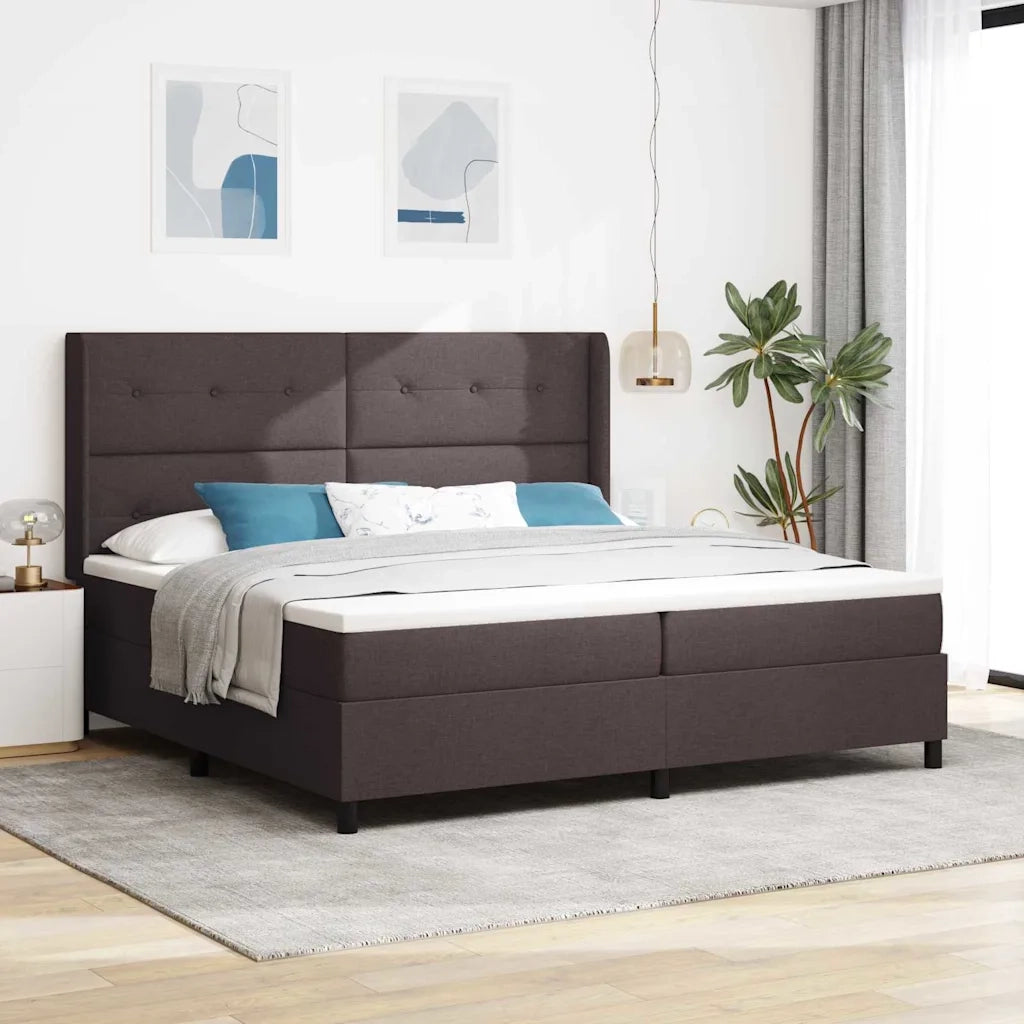 Letto a molle con materasso Marrone scuro 200 x 200 cm Tessuto 3343528