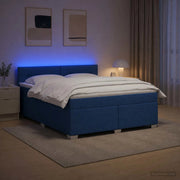 Letto con Box Spring, Materasso e LED Blu 140 x 190 cm Tessuto 3451944
