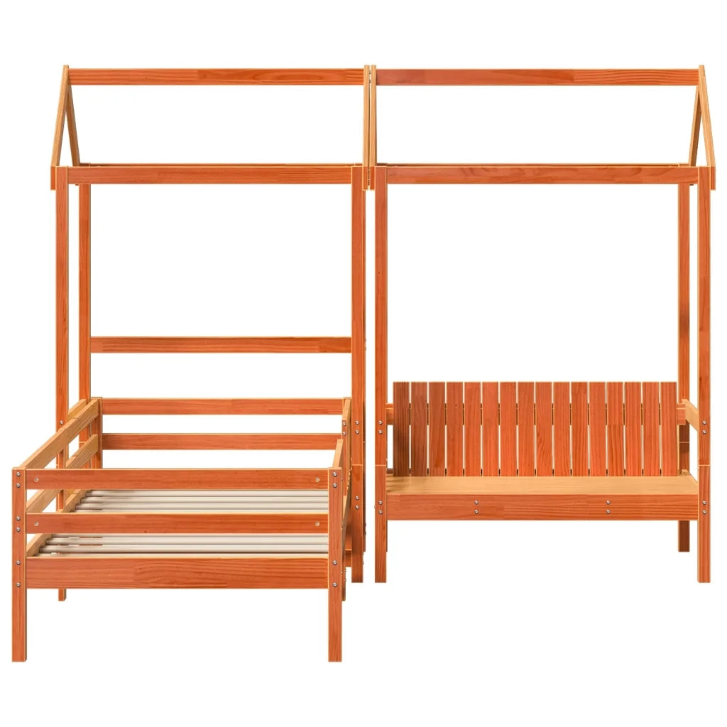 Giroletto con Panca e Tetto Cera 80x200 cm Legno Massello Pino