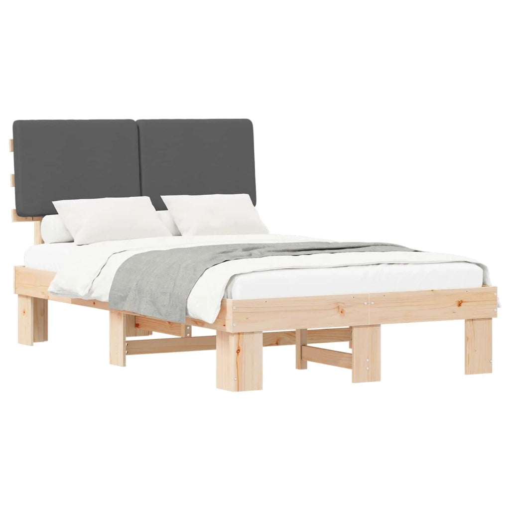 Letto matrimoniale | Letto per adulti | Letto con Testiera Rivestita Grigio scuro 120 x 200 cm