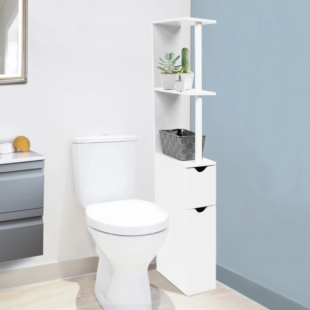 IDMarket - Scaffalatura per toilette in legno bianco con 2 ante bianche WILLY