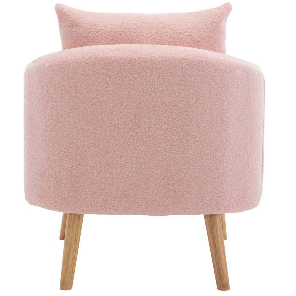 Poltrona 1 posto con cuscino di sostegno in tessuto teddy rosa