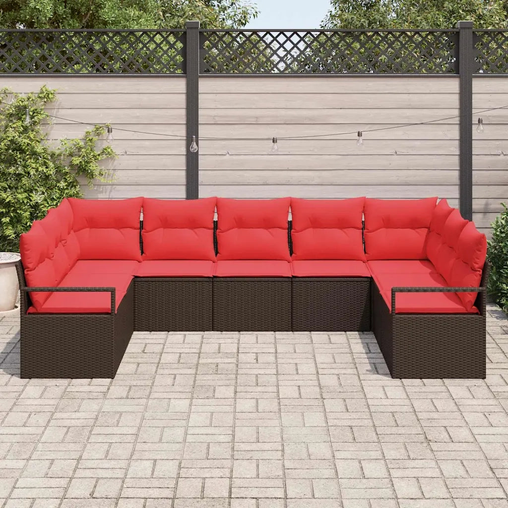 Set di divani con cuscino 9 pcs Marrone polyrattan 3346544