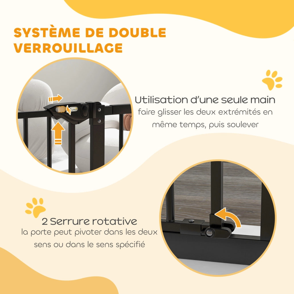 Barriera di sicurezza per animali con porta e chiusura automatica ¨C Minimal ¨C Nero, 1 estensione