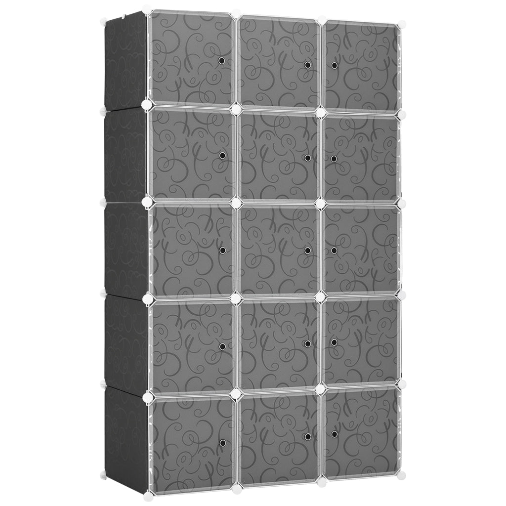 Armadio a cubi con cassetti e ante scorrevoli ¨C Minimal ¨C Nero e Bianco 111x47x183 cm