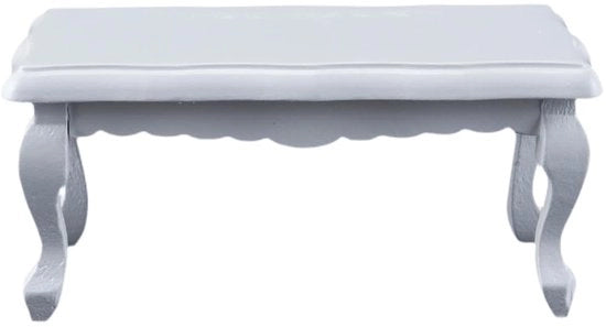 Tavolo da Salotto Miniature - Mobili per Burattini - Scala 1:12 Compatta - Bianco - Lavorato con Curva - Accessori Decorativi - Mobili per Burattini