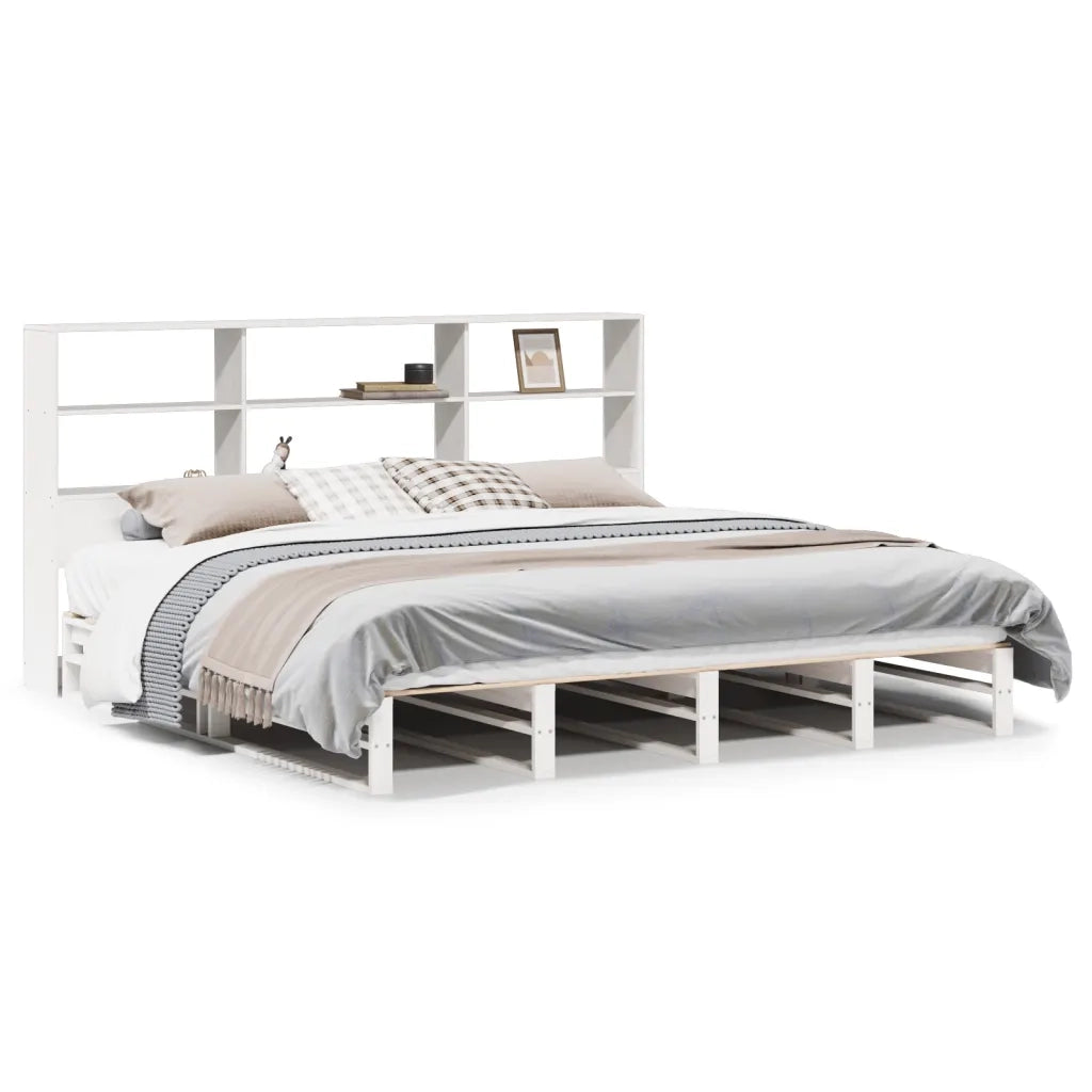 Letto Libreria senza Materasso Bianco 180x200 cm Legno Massello 3323930