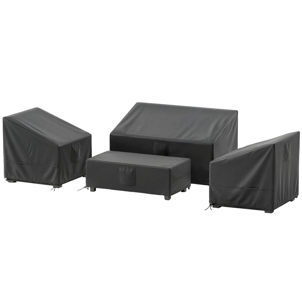 Coperture per Mobili da Giardino 4 Pezzi Impermeabili ¨C Minimal ¨C Nero