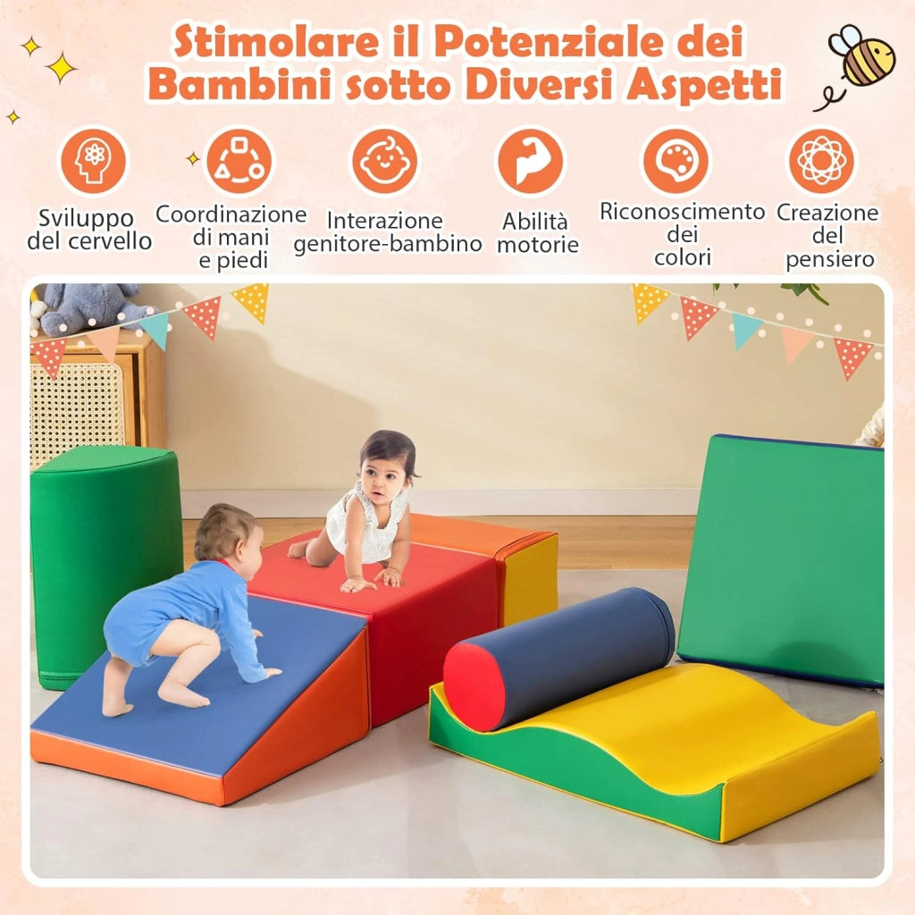 Set di Giocattoli per Arrampicata in PU e EPE da 7 Pezzi, Set di Blocchi per Arrampicata da Interno, Ideale per Bambin con età Superiore a 1,5 Anni, Multicolore