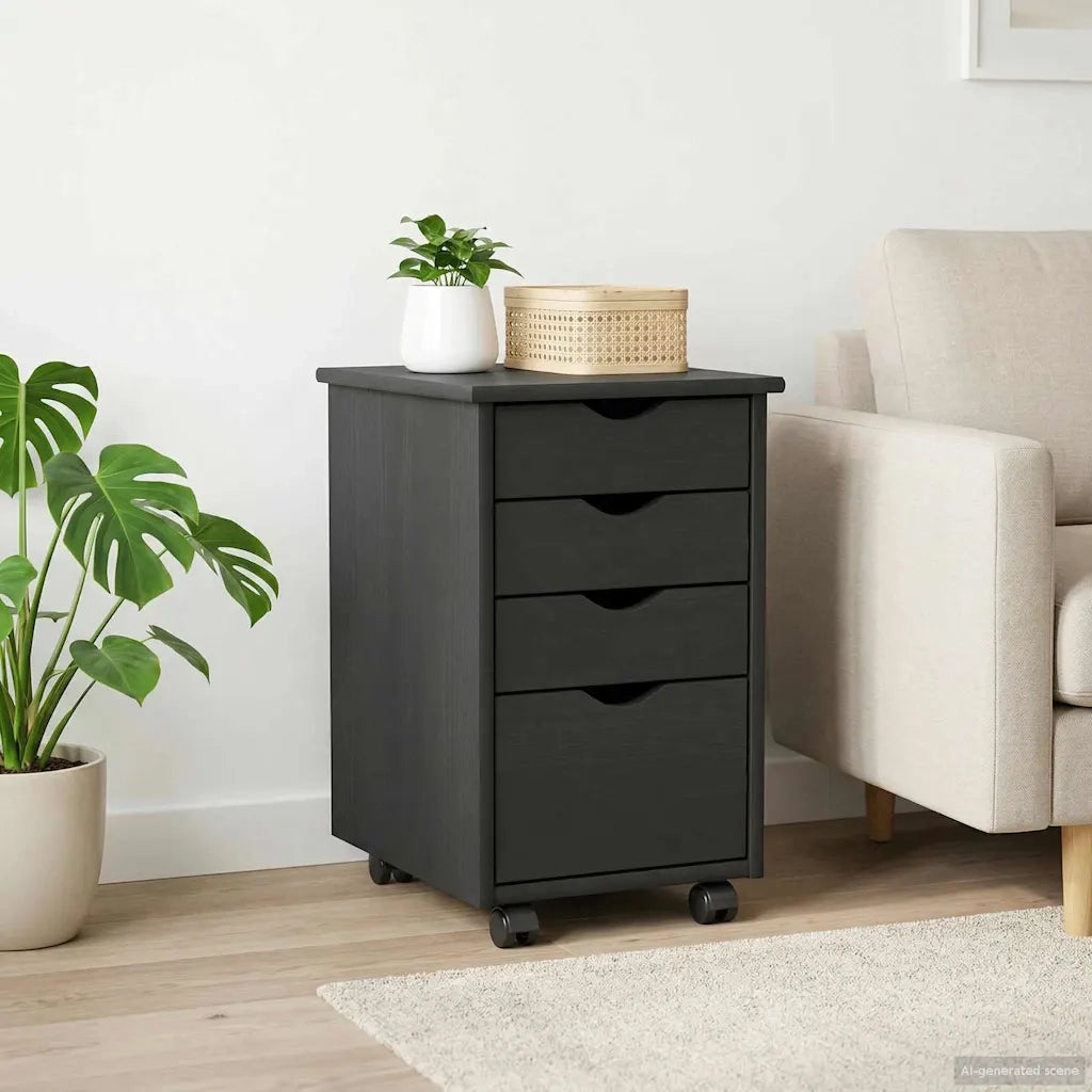 Mobile con Ruote Grigio 34 x 39 x 56 cm Legno di pino massiccio 42028342