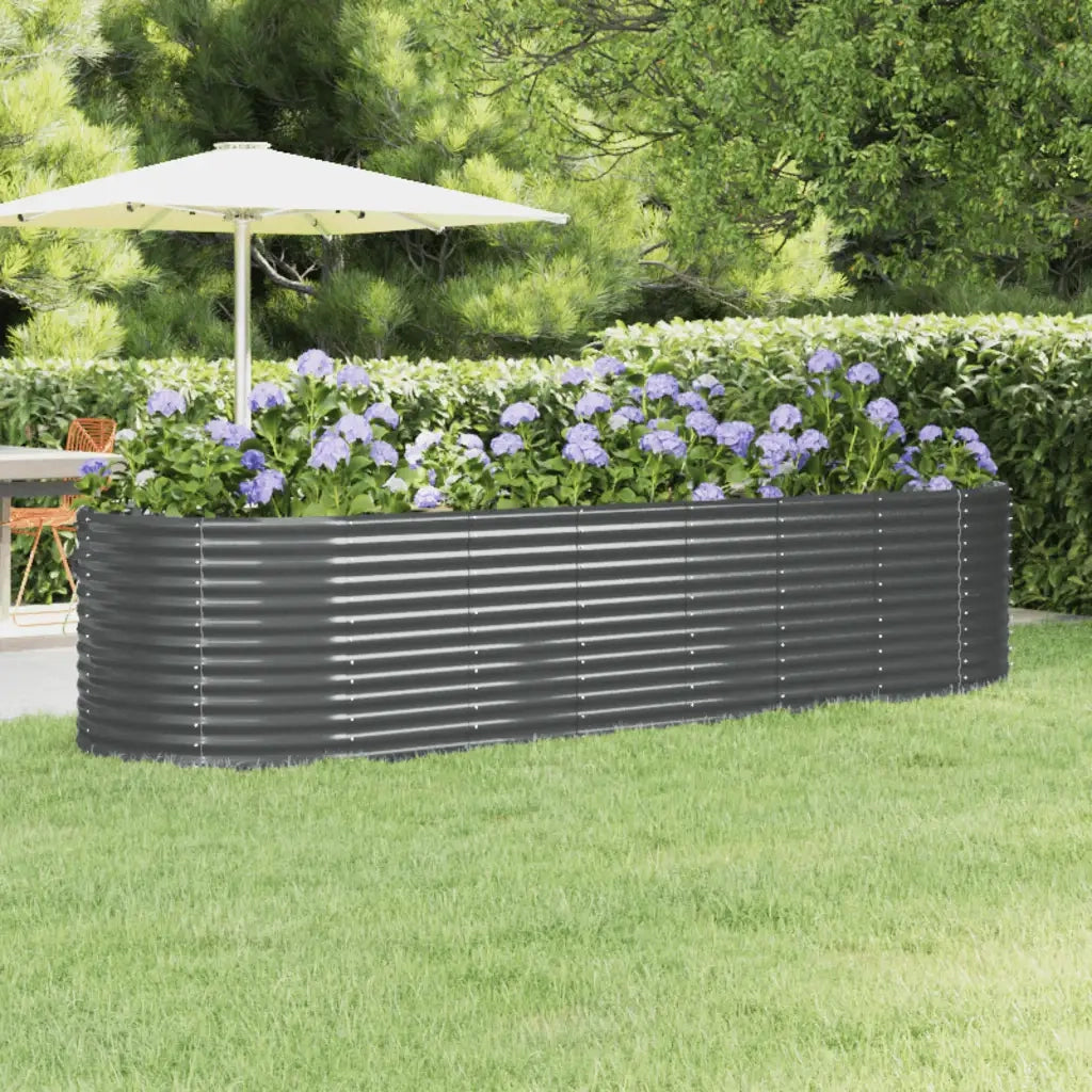 Fioriere | Cassetta per fiori | Letto da Giardino in Acciaio Zincato 322x100x68 cm Antracite