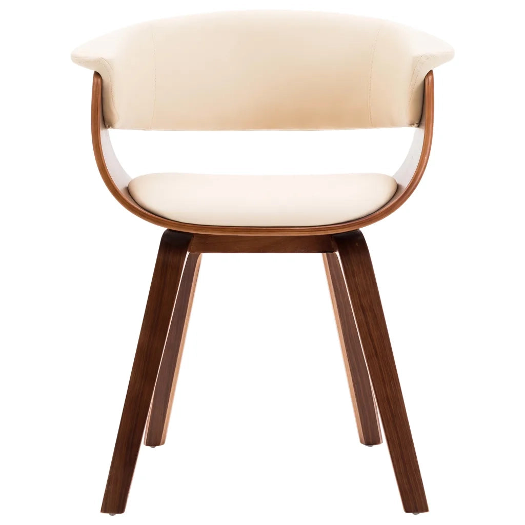 Sedia da Pranzo in Legno Piegato e Similpelle Crema 283128