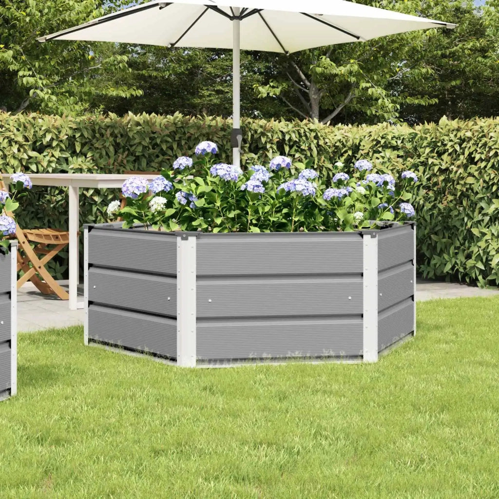 Fioriera-Vaso da Esterno-Contenitore per Piante Grigio chiaro 129 x 129 x 45 cm Acciaio