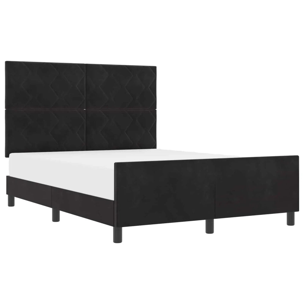 Letto a molle con testiera Nero 140 x 190 cm Velluto