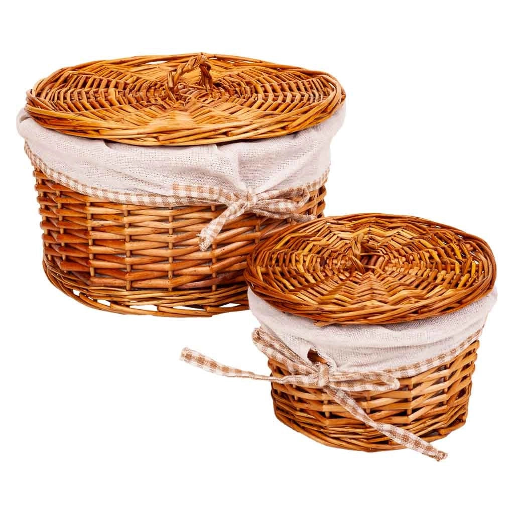 Set di 2 scatole in vimini marrone