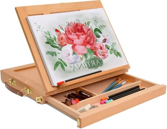 Sedia da Pittore Scatola da Pittore in Legno Colmar Tavolozza da Schizzo - Con Caricatore - Cassa da Pittore per la Conservazione - Supporto per Libri - 335 x 26 x 27 cm