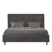 Letto matrimoniale con rete imbottito 160x210 microfibra grigio Agueda