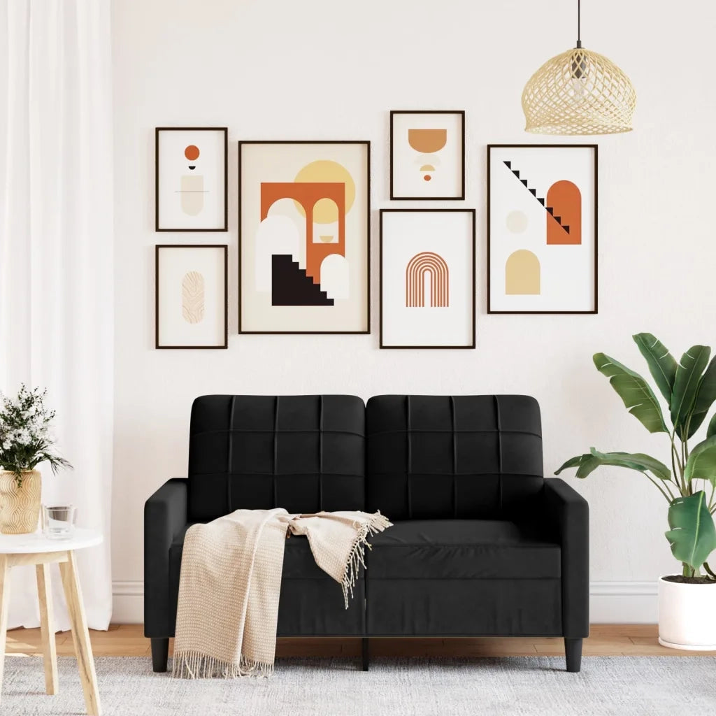 Divano a 2 Posti-Sofa 2 Posti Nero 120 cm in Velluto 802801