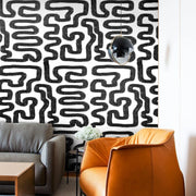 Carta da Parati Arte Moderna Astratta Bianca e Nera Carta Vegana 250x200cm 5,5mq 