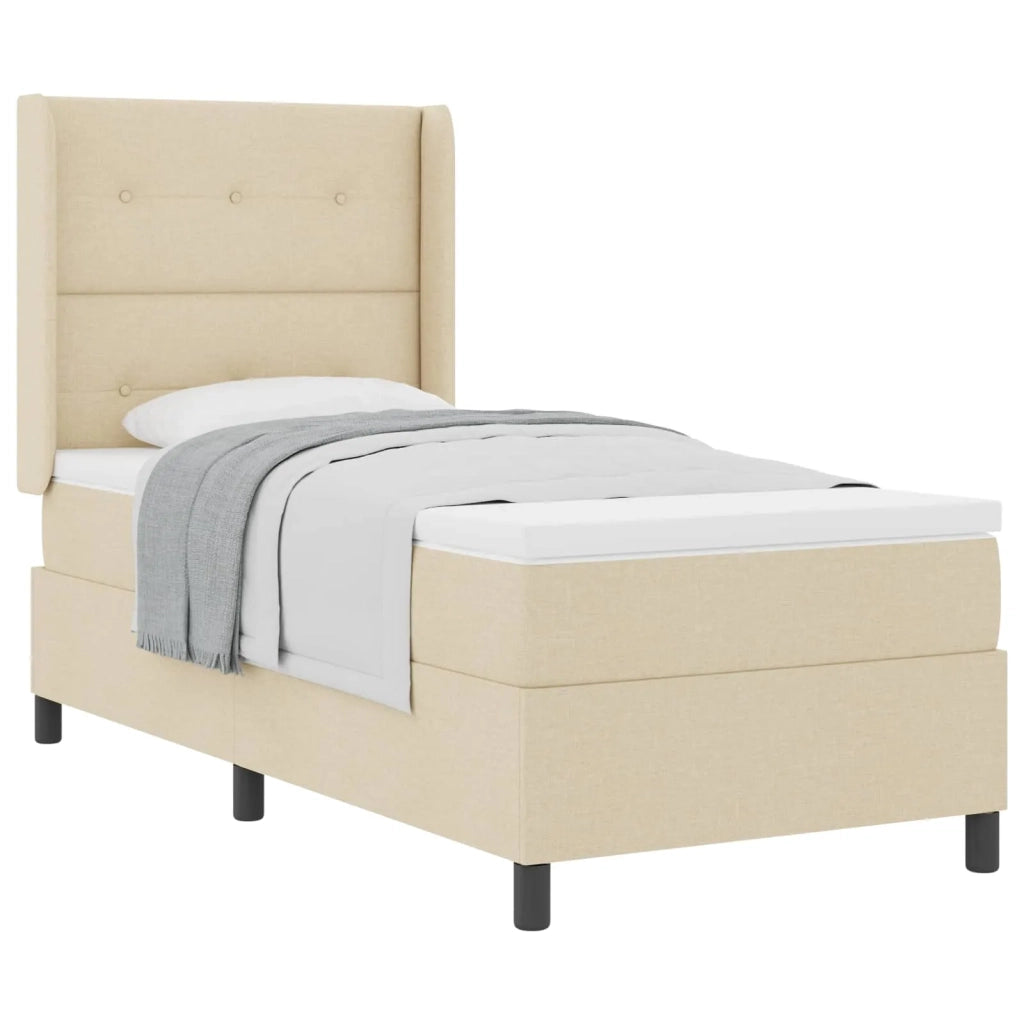 Letto a molle con materasso Crema 200 x 80 cm Tessuto 3341614