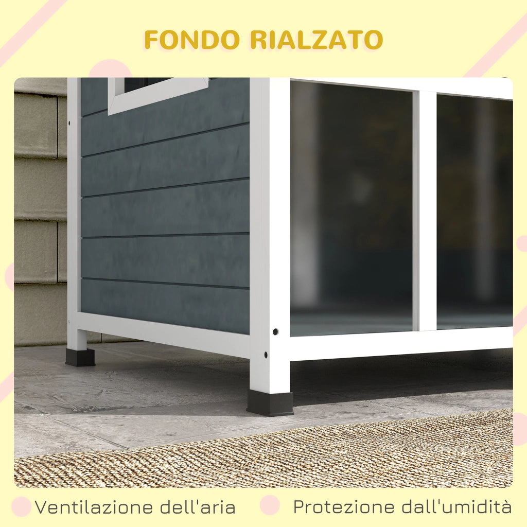 Cuccia per cani ¨C Xylo ¨C legno grigio 101x66.5x70.5 cm con tetto apribile