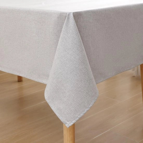 Tavolo con finitura in lino, lotus effect, 100 x 140 cm, lavabile, resistente all'acqua, vetrina in lino, protezione contro macchie, colore chiaro grigio