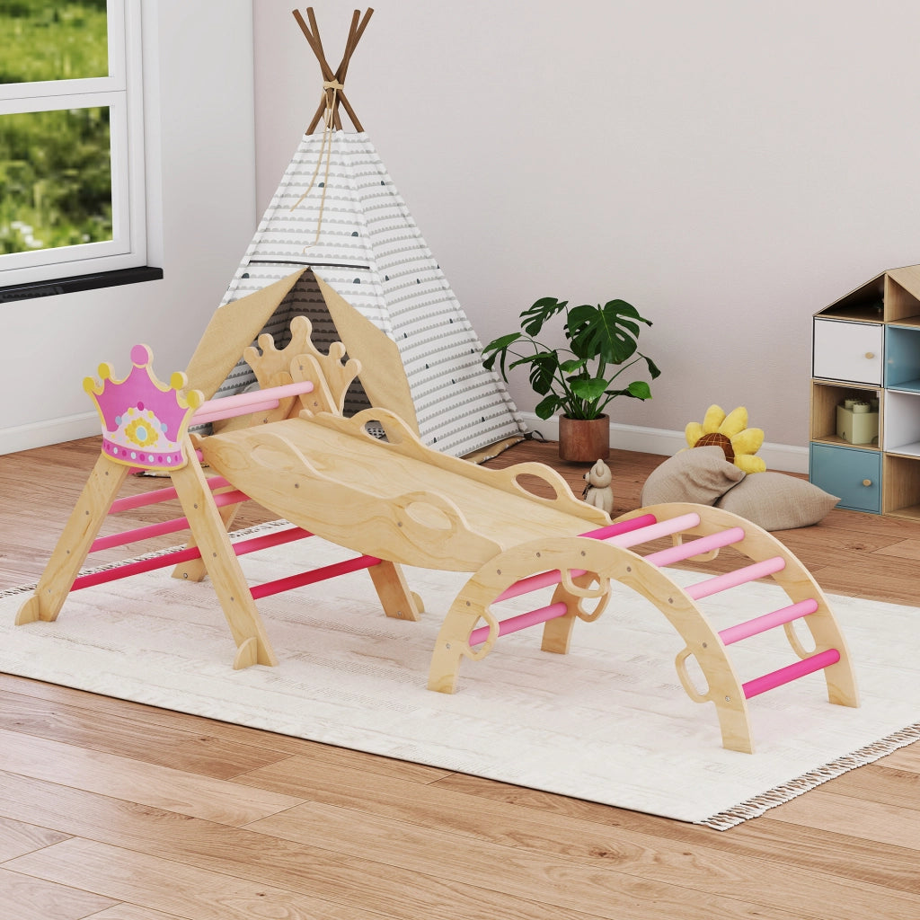 Triangolo di Arrampicata Montessori ¨C Minimal ¨C Legno, Rosa, 8 in 1